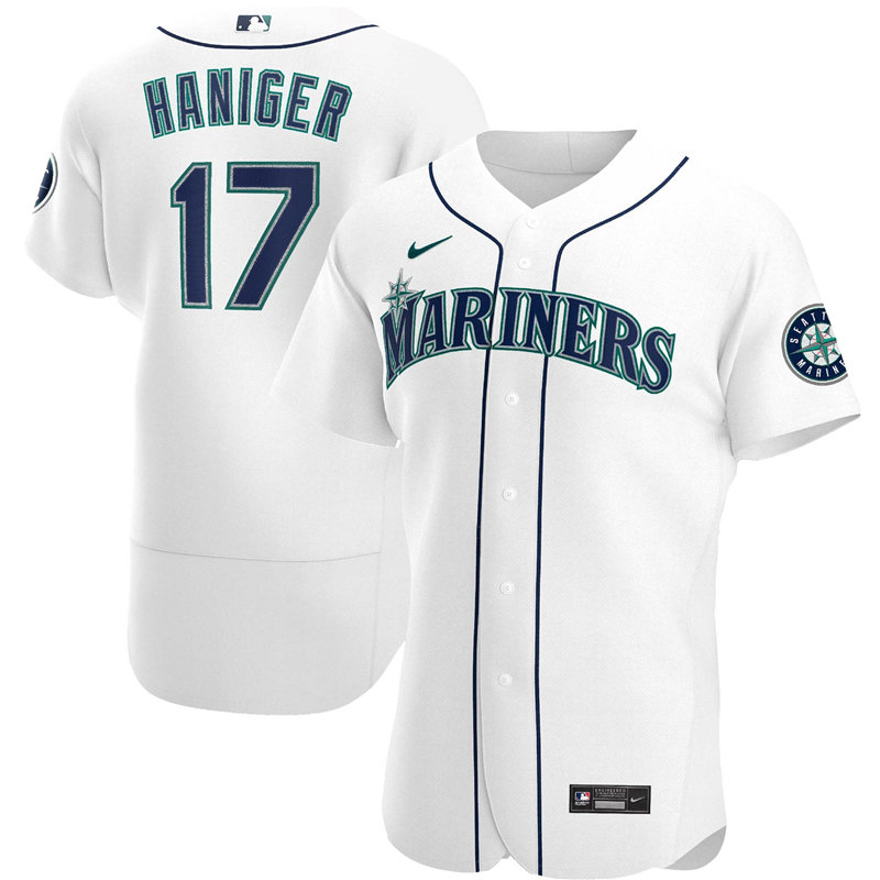 2020 MLB Men Seattle Mariners 17 Mitch Haniger Nike White Home 2020 Authentic Player Jersey 1